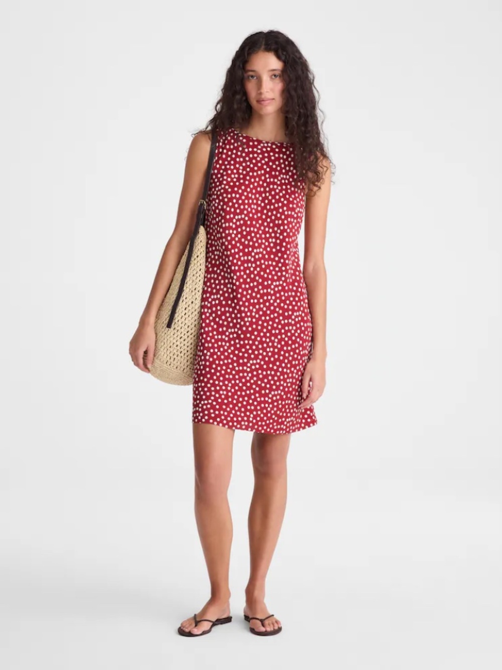 Madewell Boatneck Sleeveless Dress in Red Currant